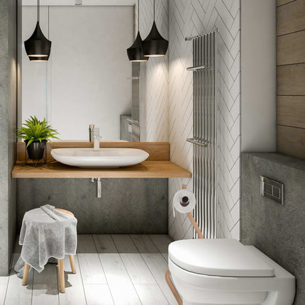 WC kėdė, plieninė ir medinė
