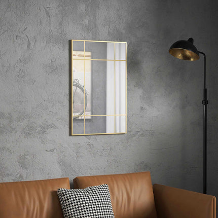 Sieninis veidrodis su auksiniu metaliniu rėmu, 90x60 cm