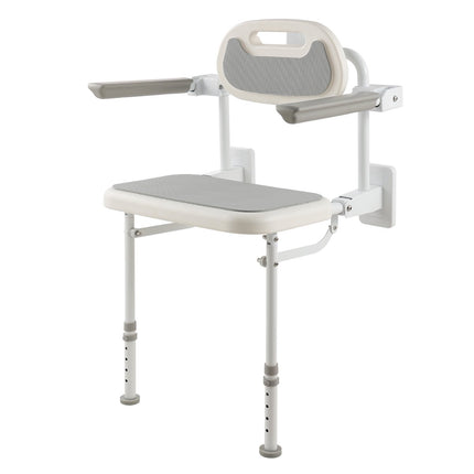 Wall-Mounted Folding Shower Seat with Backrest, 150kg