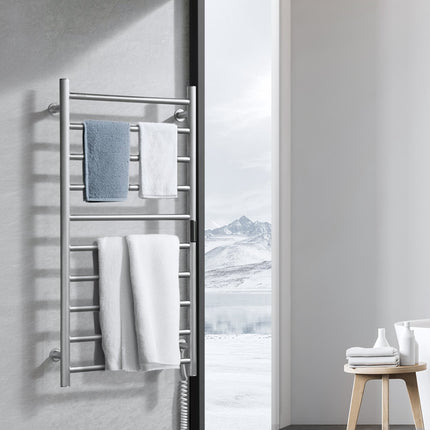 Wall-Mounted Heated Towel Rack, 10-Bar, Timer, IPX5