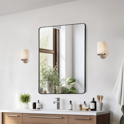 Wall Mounted Mirror 30 x 22 in, Aluminum Frame, Explosion-Proof Film