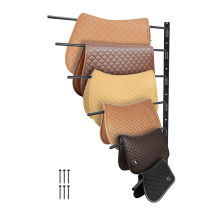 Wall Mounted Saddle Rack, 6 Tier, Swing Out, Carbon Steel, Black
