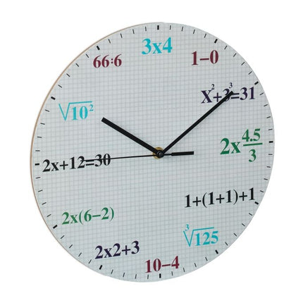Sieninis laikrodis su matematinėmis formulėmis
