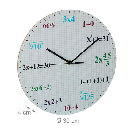 Sieninis laikrodis su matematinėmis formulėmis