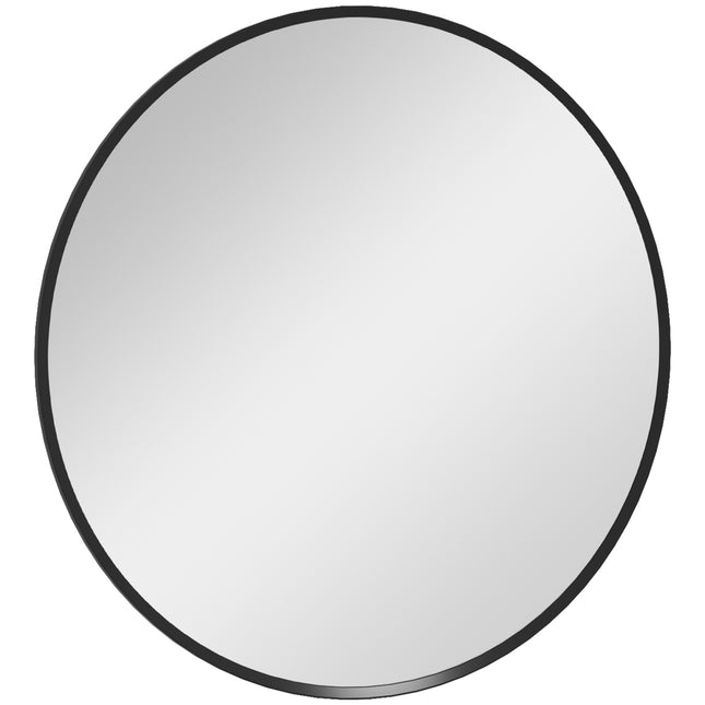 Round black wall mirror - 60x60 cm, Aluminum frame
