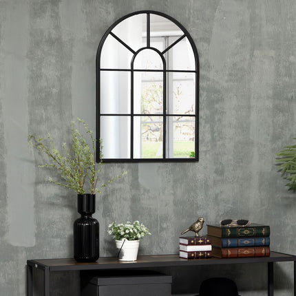 Black metal framed wall mirror, 70x50 cm, decorative hanging