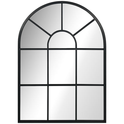 Black metal framed wall mirror, 70x50 cm, decorative hanging