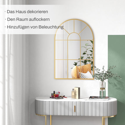 Gold decorative wall mirror - 91 x 60 cm, metal frame