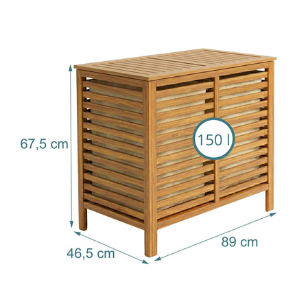 Skalbinių krepšys iš riešuto medienos, 150 l, 2 skyriai