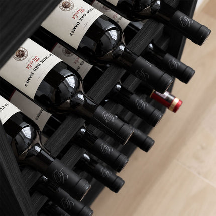 Walnut Wood Wine Rack for 24 Bottles with Top Shelf, 82 cm, Black