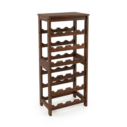 Walnut Wood Wine Rack for 24 Bottles with Top Shelf, 82 cm, Brown