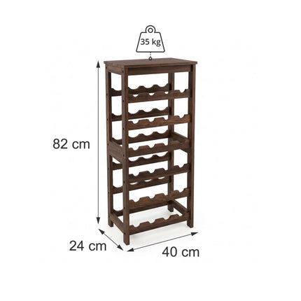 Walnut Wood Wine Rack for 24 Bottles with Top Shelf, 82 cm, Brown