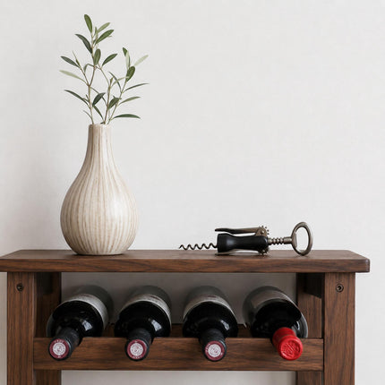 Walnut Wood Wine Rack for 24 Bottles with Top Shelf, 82 cm, Brown