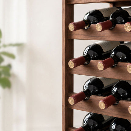 Walnut Wood Wine Rack for 24 Bottles with Top Shelf, 82 cm, Brown