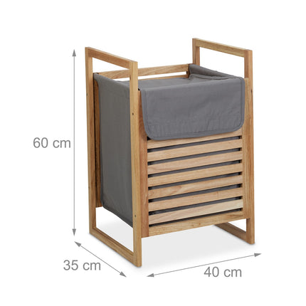 Riešutmedžio skalbinių krepšys su dangčiu