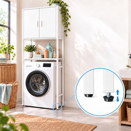 Washing Machine Cabinet with 2 Compartments – White, 170 x 64 x 27 cm