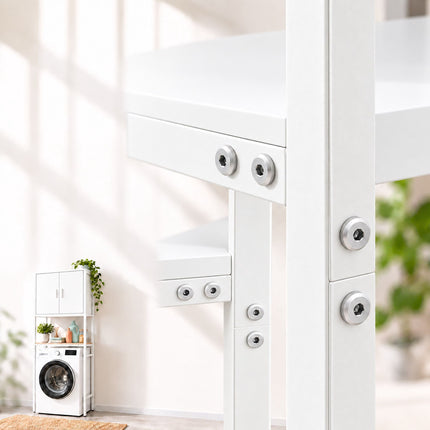 Washing Machine Cabinet with 2 Compartments – White, 170 x 64 x 27 cm