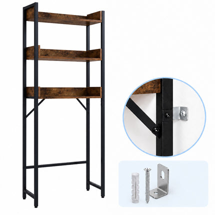 Washing Machine Shelf 166 cm with 3 Shelves, Black, Rustic Brown