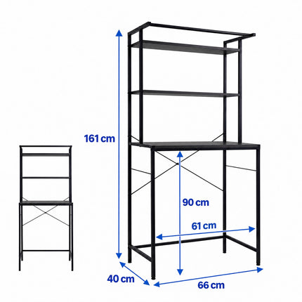 Washing Machine Shelf with 3 Shelves, 161 x 66 x 40 cm, Black