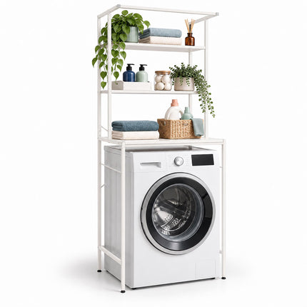 Washing Machine Shelf with 3 Shelves, 161 x 66 x 40 cm, White