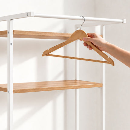 Washing Machine Shelf with 3 Shelves, 161 x 66 x 40 cm, White, Natural Wood Tone