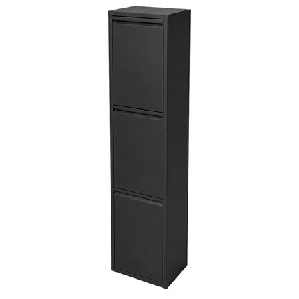 Waste Separation Bin 3 x 18 l with Tilt Function, Black, Wall-Mountable