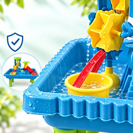 Water Play Table with Stool and 37-Piece Accessory Set, 2 Compartments