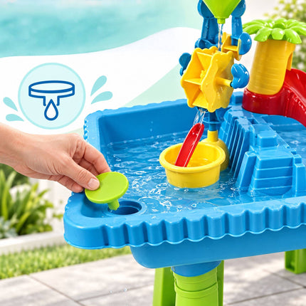 Water Play Table with Stool and 37-Piece Accessory Set, 2 Compartments