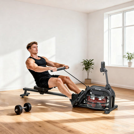 Vandens irklavimo treniruoklis, 6-11 l bakas, LCD ekranas, 135 kg talpa