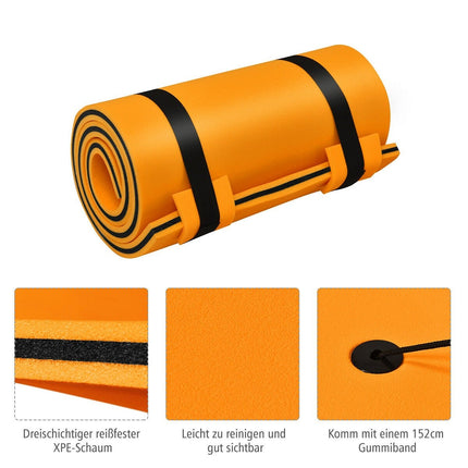 Vandens kilimėlis plaukimo kilimėliui, vandens lovai, vandens čiužiniui, plaukimo salai, 60 kg keliamoji galia, 210 x 66 cm, oranžinis