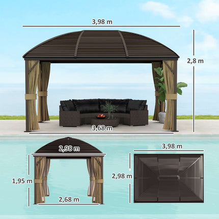 Vandeniui atsparus sodo paviljonas, 4 x 3 x 2,8 m, rudas