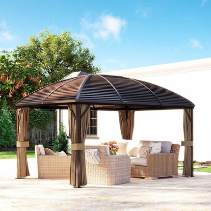 Vandeniui atsparus sodo paviljonas, 4 x 3 x 2,8 m, rudas