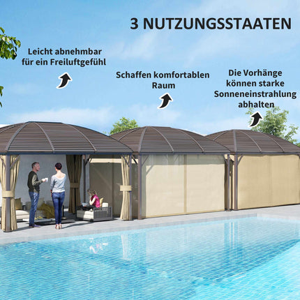Vandeniui atsparus sodo paviljonas, 4 x 3 x 2,8 m, rudas