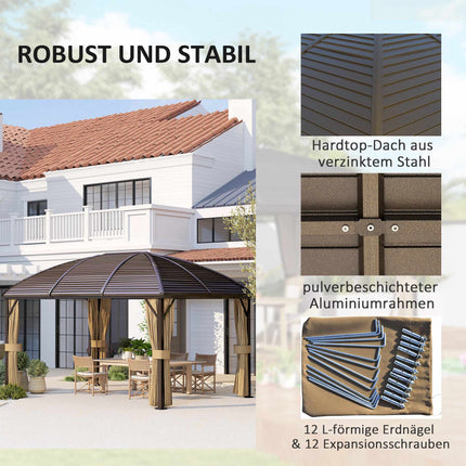 Vandeniui atsparus sodo paviljonas, 4 x 3 x 2,8 m, rudas