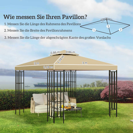 Vandeniui atsparus paviljono stogas 3x3m, dviguba ventiliacija, smėlio spalvos