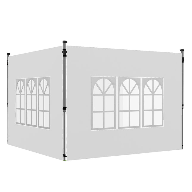 Vandeniui atsparios paviljono šoninės sienos su langais, 3x3/3x4m, Baltos
