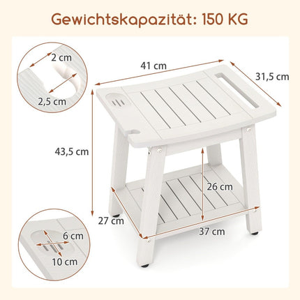 Vandeniui atspari dušo kėdė su rankena ir lentyna, 150 kg keliamoji galia