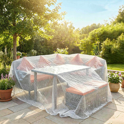 Vandeniui atsparus brezentas 4x6m, 140g/m², UV atsparus, su žiedeliais