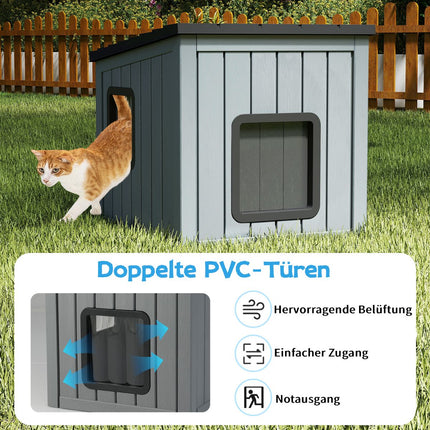 Orui atsparus plastikinis kačių namelis su dvigubomis PVC durimis