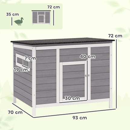 Weatherproof Wooden Duck House with Removable Floor, 93x70x72cm