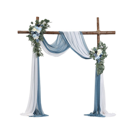 Wedding Arch Flowers Kit – Blue Silk, Drapes, 4-Piece