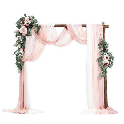 Wedding Arch Flowers Kit, Pink, 5-Piece With 33ft Drapes