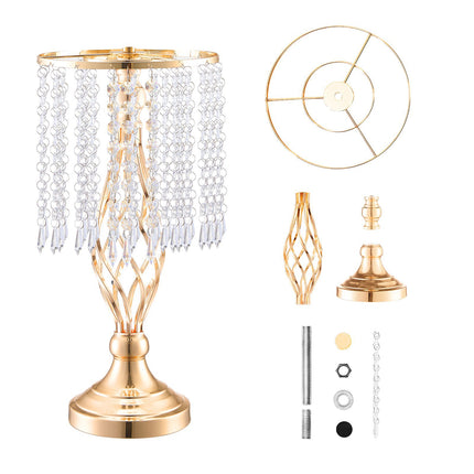 Wedding Flower Stand Set, 43 cm Gold Metal Crystal, 20 Pcs