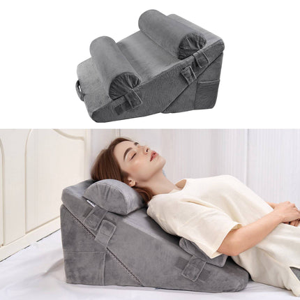 Wedge Pillow Set, 4-Piece Adjustable Orthopedic, Dark Gray
