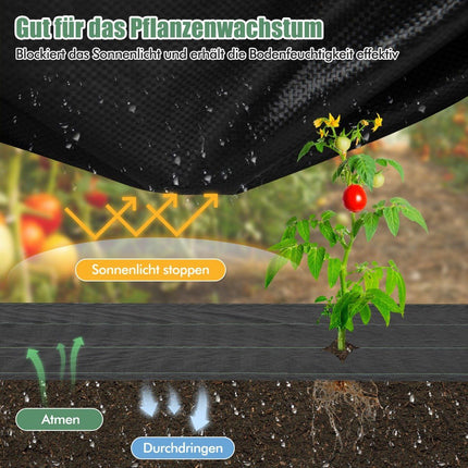 Weed control fleece 50m² garden fleece against weeds weed film PP black 25 x 2m-100 g/m²