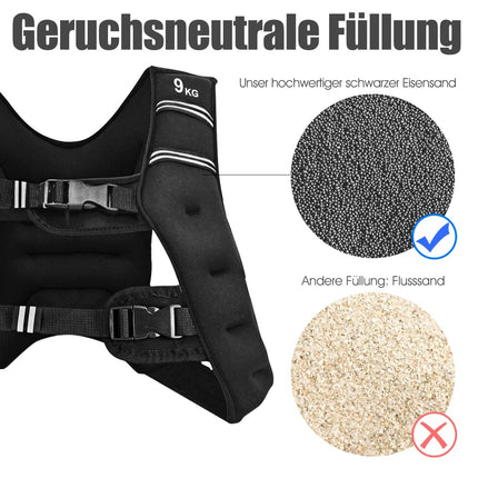 Svorinė treniruočių liemenė, 9 kg, reguliuojama, su šviesą atspindinčiais dirželiais