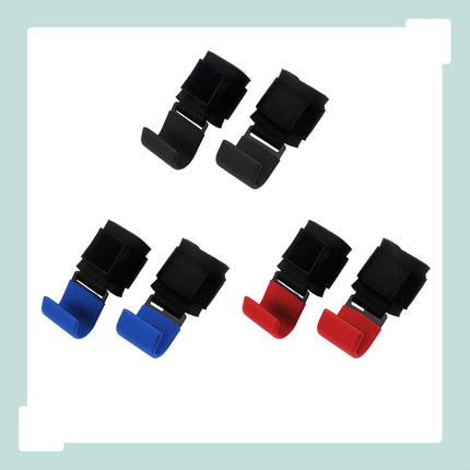 Weightlifting Wrist Hooks Set of 2, Neoprene Padding, Black/Red, 150 kg