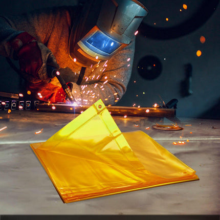 Welding Screen With Frame, 6x6 Ft, Wheeled, Yellow