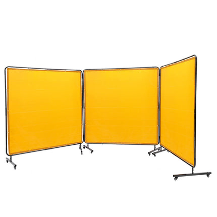 Welding Screen with Frame, 3-Panel 6x6 ft, 12 Wheels