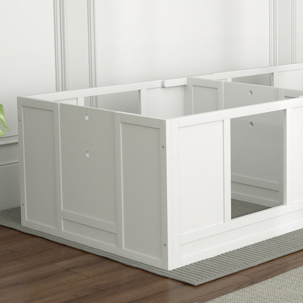Puppy cage with washable mat and adjustable door, white